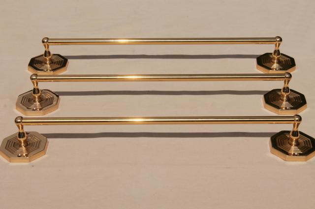 photo of Italian brass towel bar rods w/ wall mount brackets, new old stock vintage hardware #3