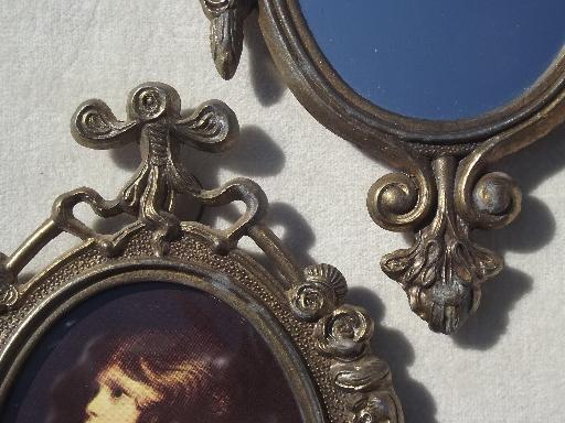 photo of Italian miniature frames, gold mirrors & vintage print triptych shrine #4