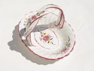 catalog photo of Italiente hand-painted ceramic flower basket, vintage Portugal pottery