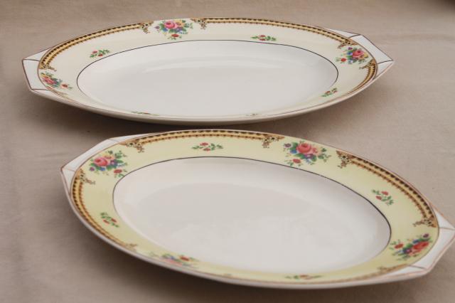 photo of J & G Meakin Sol serving platters, English country cottage china pink roses floral border #1