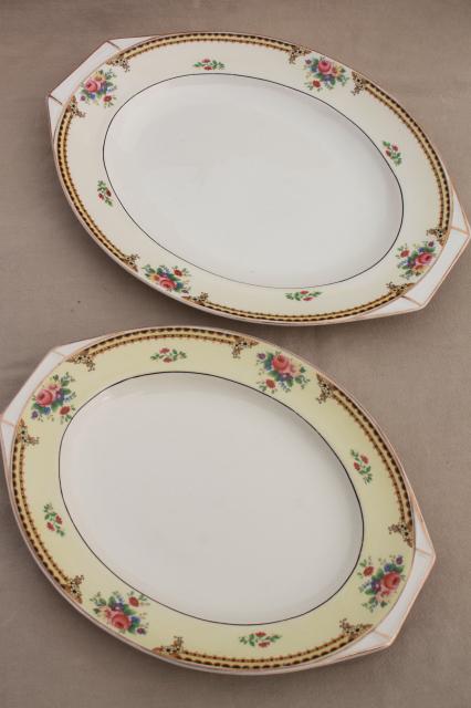 photo of J & G Meakin Sol serving platters, English country cottage china pink roses floral border #3