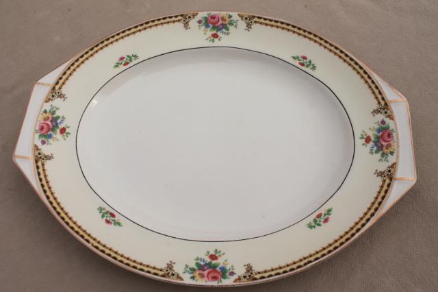 photo of J & G Meakin Sol serving platters, English country cottage china pink roses floral border #4