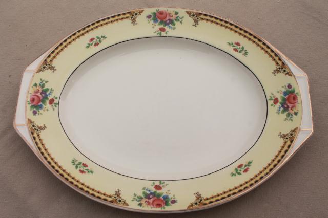 photo of J & G Meakin Sol serving platters, English country cottage china pink roses floral border #7