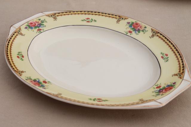 photo of J & G Meakin Sol serving platters, English country cottage china pink roses floral border #8