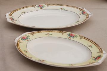 catalog photo of J & G Meakin Sol serving platters, English country cottage china pink roses floral border