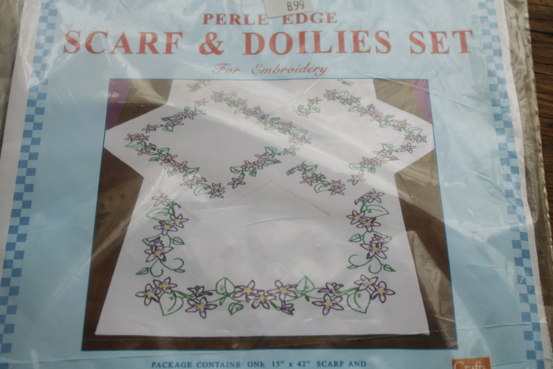 photo of Jack Dempsey needlework kits lot, linens stamped to embroider w/ embroidery floss included  #6