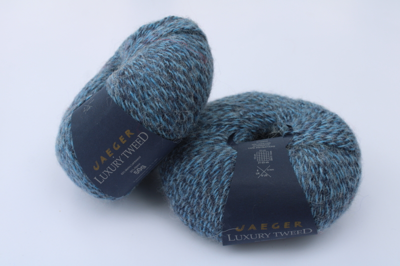 photo of Jaeger Luxury Tweed yarn merino lambswool alpaca wool blend blue & charcoal grey  #1
