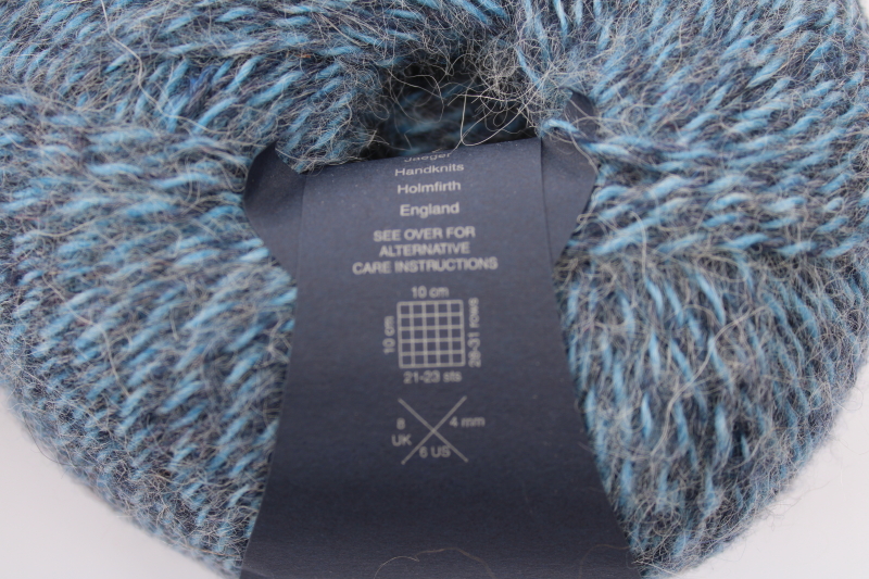 photo of Jaeger Luxury Tweed yarn merino lambswool alpaca wool blend blue & charcoal grey  #3