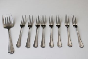 catalog photo of Jamestown stainess flatware, Oxford Hall Korea vintage colonial style fiddleback forks