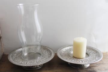 Jane Seymour St Catherine's Court renaissance style heavy pewter candle holders pedestal plates