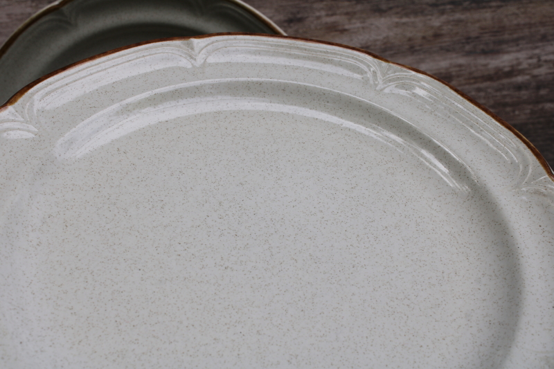 photo of Japan Hearthside Baroque Summer Sun stoneware dinner plates plain tan speckled glaze w/ brown band #2
