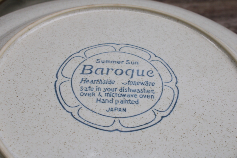 photo of Japan Hearthside Baroque Summer Sun stoneware dinner plates plain tan speckled glaze w/ brown band #3