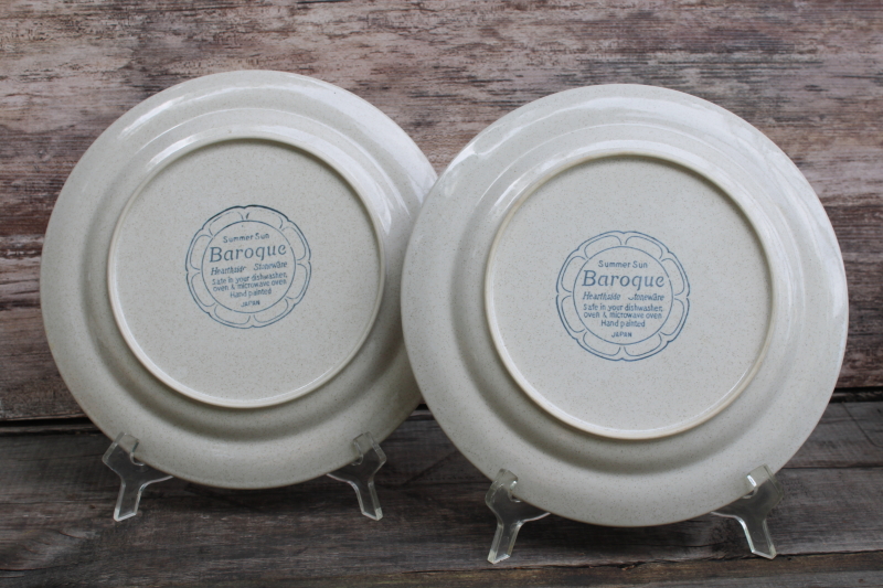 photo of Japan Hearthside Baroque Summer Sun stoneware dinner plates plain tan speckled glaze w/ brown band #4