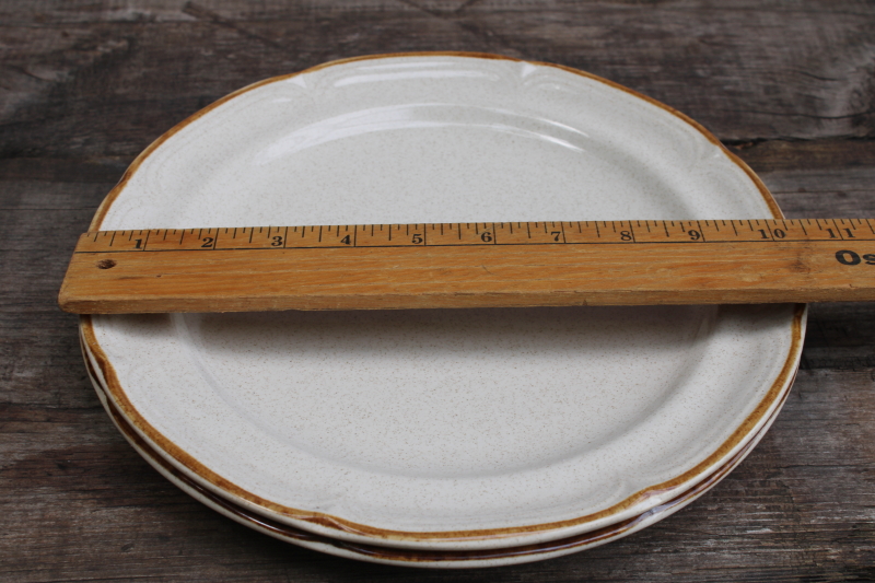 photo of Japan Hearthside Baroque Summer Sun stoneware dinner plates plain tan speckled glaze w/ brown band #5