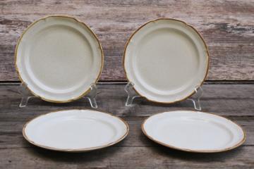 catalog photo of Japan Hearthside Baroque Summer Sun stoneware salad plates plain tan speckled glaze w/ brown band 