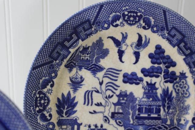 photo of Japan blue willow pattern china dinner plates, vintage chinoiserie #2