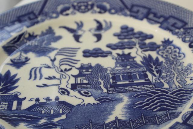 photo of Japan blue willow pattern china dinner plates, vintage chinoiserie #3