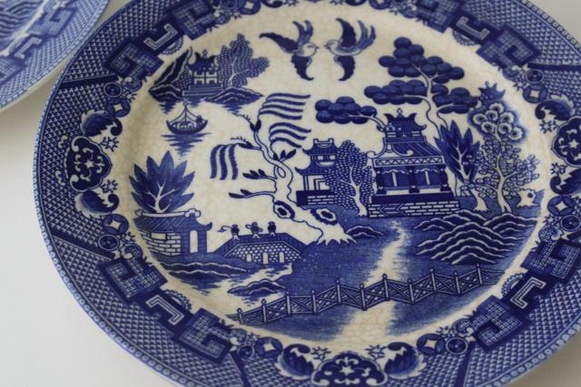 photo of Japan blue willow pattern china dinner plates, vintage chinoiserie #5