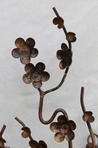 photo of Japanese ironwork wall sconce candle holder, wab-sabi wrought iron cherry blossoms #4