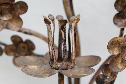 photo of Japanese ironwork wall sconce candle holder, wab-sabi wrought iron cherry blossoms #6