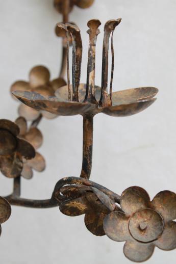 photo of Japanese ironwork wall sconce candle holder, wab-sabi wrought iron cherry blossoms #7