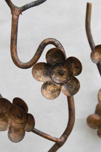 photo of Japanese ironwork wall sconce candle holder, wab-sabi wrought iron cherry blossoms #8