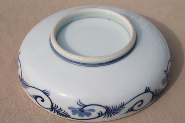 photo of Japanese porcelain dishes w/ red & blue floral, shallow bowls for rice, soup, noodles #13