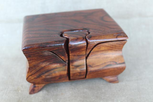 photo of Japanese puzzle box, hand crafted wood trinket box with interlocking pieces #1