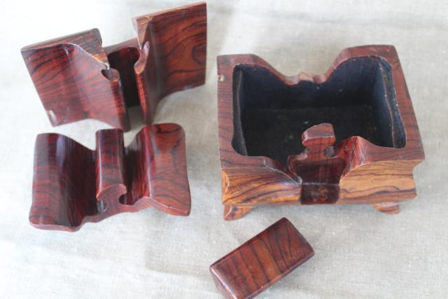 photo of Japanese puzzle box, hand crafted wood trinket box with interlocking pieces #2