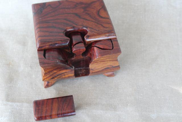 photo of Japanese puzzle box, hand crafted wood trinket box with interlocking pieces #4