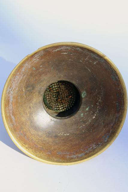 photo of Japanese usubata flower holder, antique vintage bronze vase w/ wave design #2