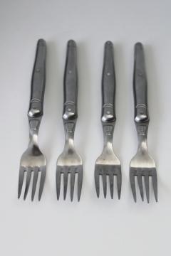 catalog photo of Jean Dubost Laguiole France bee pattern dinner forks, vintage stainless flatware 