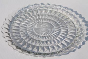 catalog photo of Jeannette Windsor pattern pressed glass serving plate, clear depression glass
