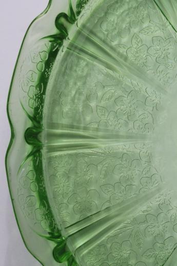 photo of Jeannette cherry blossom pattern vintage green depression glass tray or serving plate #6