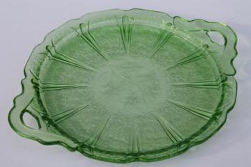 catalog photo of Jeannette cherry blossom pattern vintage green depression glass tray or serving plate