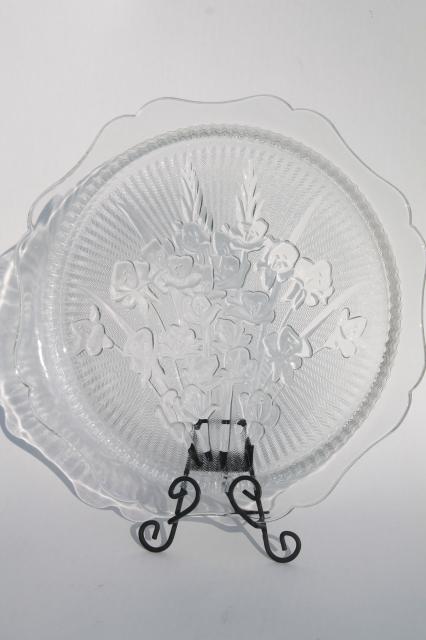 photo of Jeannette iris & herringbone pattern clear depression glass serving plate #1
