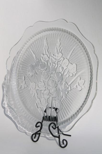 photo of Jeannette iris & herringbone pattern clear depression glass serving plate #3