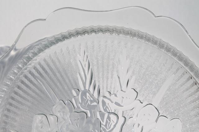 photo of Jeannette iris & herringbone pattern clear depression glass serving plate #5