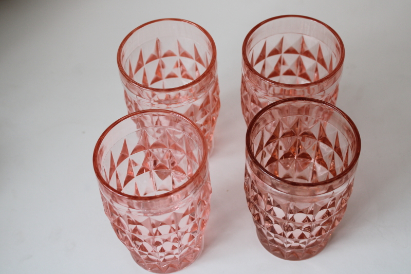 photo of Jeannette pink depression glass tumblers Windsor pattern vintage drinking glasses  #2