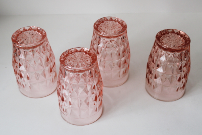 photo of Jeannette pink depression glass tumblers Windsor pattern vintage drinking glasses  #4