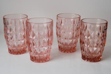 catalog photo of Jeannette pink depression glass tumblers Windsor pattern vintage drinking glasses 