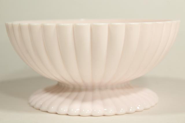 photo of Jeannette shell pink milk glass, vintage candy dish or planter pot vase #2