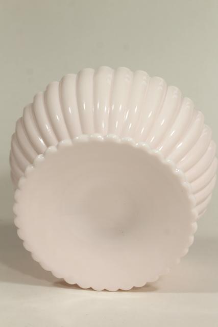 photo of Jeannette shell pink milk glass, vintage candy dish or planter pot vase #4