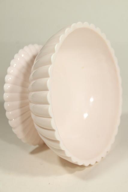 photo of Jeannette shell pink milk glass, vintage candy dish or planter pot vase #5