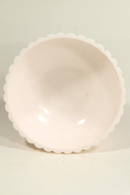 photo of Jeannette shell pink milk glass, vintage candy dish or planter pot vase #6