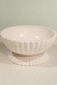 catalog photo of Jeannette shell pink milk glass, vintage candy dish or planter pot vase