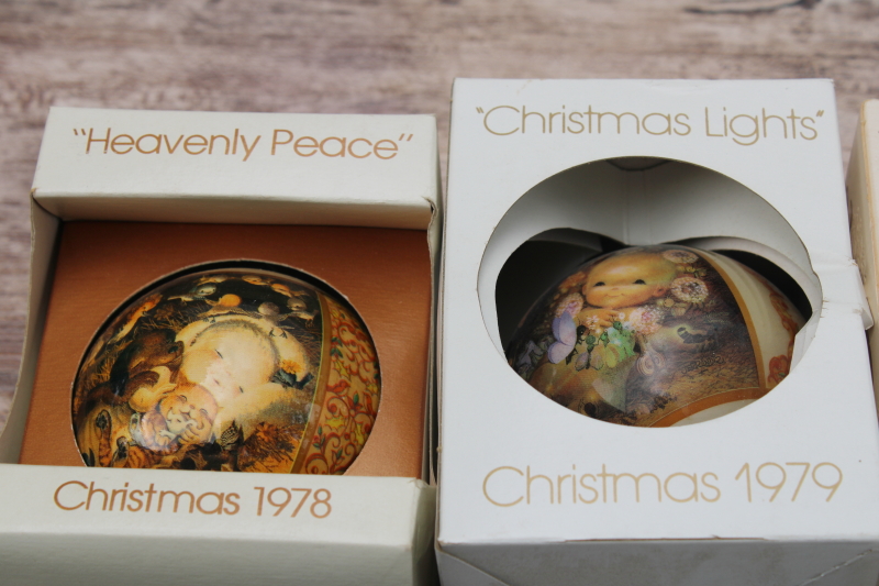 photo of Jerrandie 1970s 1980s vintage Schmid round ball Christmas ornaments in boxes, lot of 12 #2