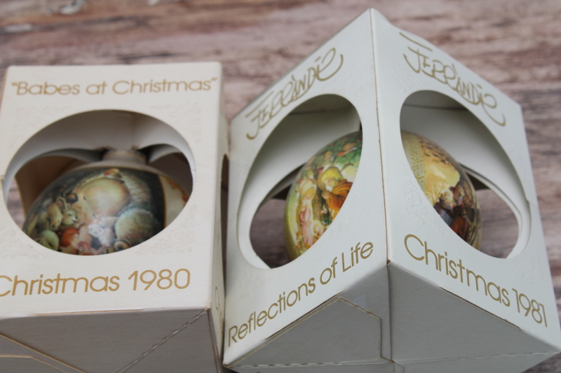 photo of Jerrandie 1970s 1980s vintage Schmid round ball Christmas ornaments in boxes, lot of 12 #3