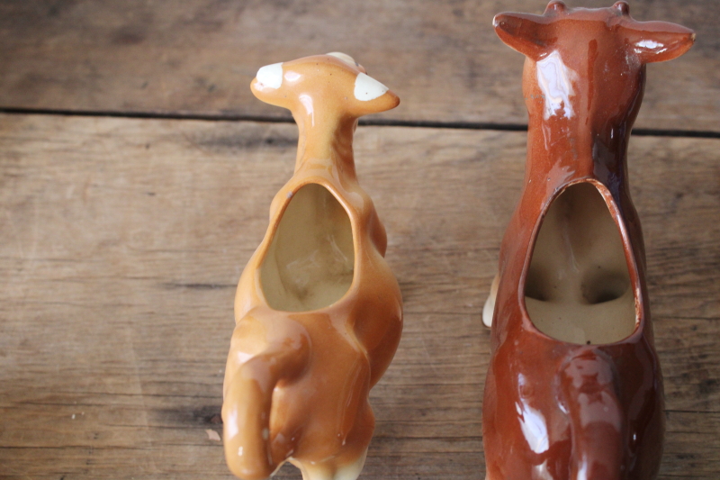 photo of Jersey cow creamers, lot of two vintage cow figurine cream pitchers, farmhouse kitchen  #6
