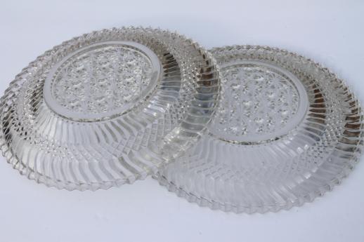 photo of Jersey swirl pattern pressed glass, 8 antique vintage glass dinner plates #4